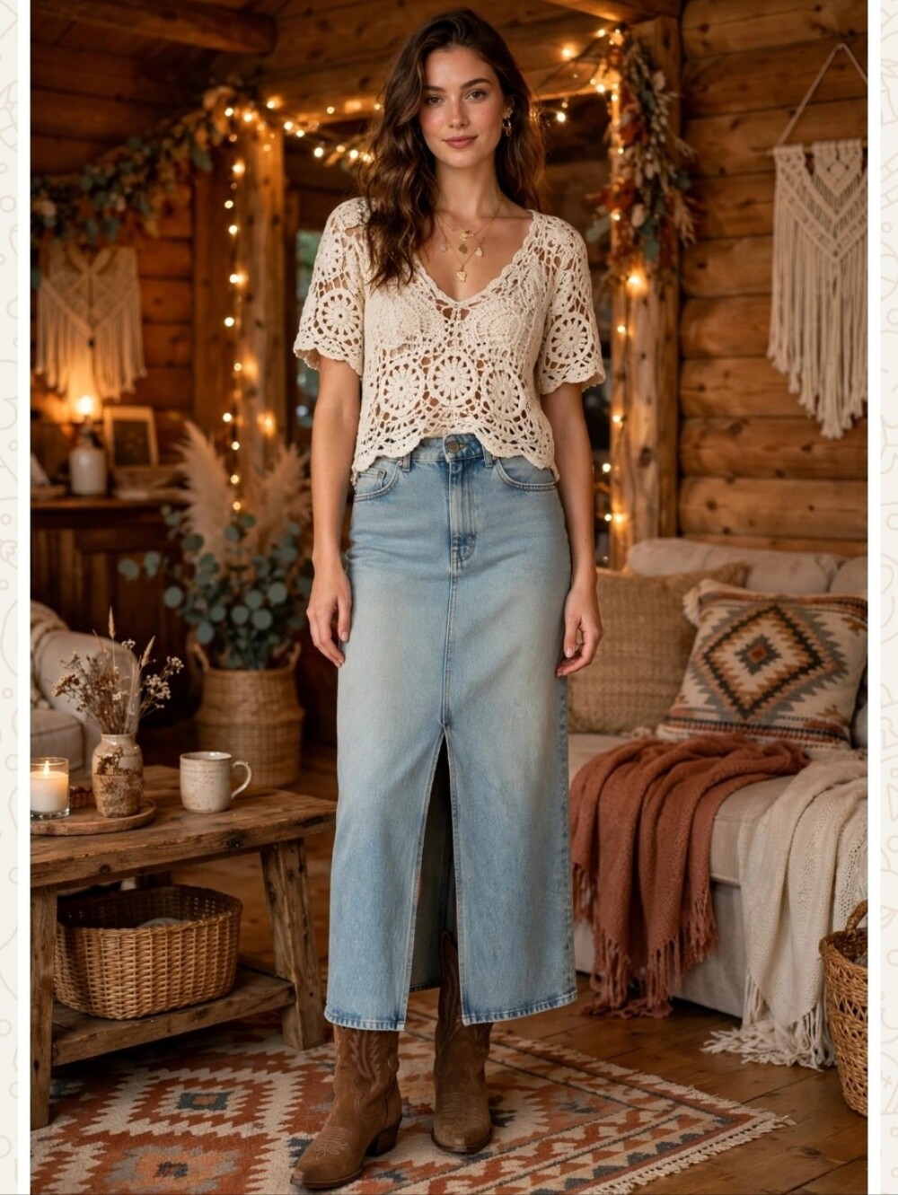Maxi denim skirt, made in Italy